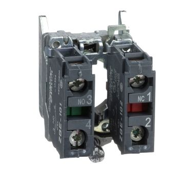 Schneider single contact block with body/fixing collar 1NO+1NC screw clamp terminal - ZB4BZ105